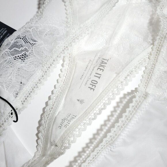 Thistle and Spire Eyelash Lace Mirage Thong Ivory White Size Large 261603 - Picture 5 of 7